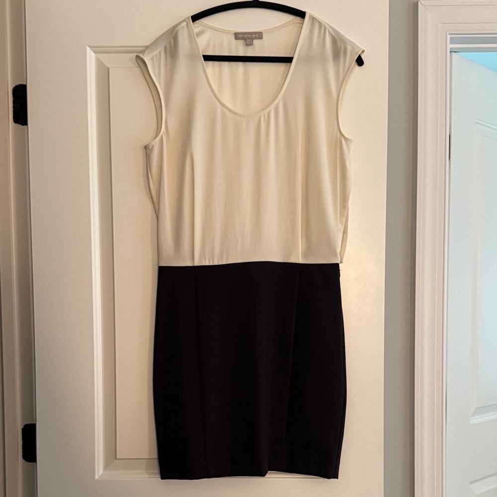 Banana Republic Cream and Black Colorblock Sheath Dress